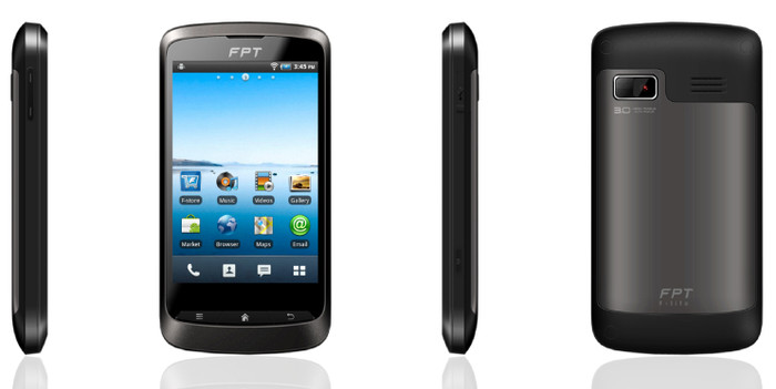 FPT F6 có thiết kế dạng thanh với màn hình cảm ứng điện dung đa điểm, rộng 3,5inch, TFT 262.000 màu, độ phân giải HVGA 320x480 pixel
