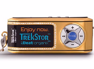 Máy nghe nhạc TrekStor iBeat organix Gold: Ban đầu, chiếc máy nghe nhạc vàng ròng này chỉ được thiết kế cho những đơn đặt hàng đặc biệt, nhưng cuối cùng, trước việc đơn đặt hàng dồn dập đổ về, nhà sản xuất đã quyết định phát hành rộng rãi. Lớp vỏ của máy được dát vàng 18 karat và "khuyến mại" thêm 63 viên kim cương. Giá khoảng 25.400 USD.