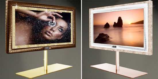 PrestigeHD SUPREME và PrestigeHD SUPREME Rose: Trong hai chiếc tivi HD cùng có màn hình 55" trên thì chiếc PrestigeHD SUPREME Rose là chiếc đắt hơn và có lẽ cũng là chiếc tivi đắt nhất thế giới hiện nay. Nó được dát 28kg vàng trắng phớt hồng 18K và có khung viền màn hình đính thêm 72 viên kim cương IF Flawless 1ct. Trong khi đó, chiếc rẻ hơn là PrestigeHD SUPREME chỉ được dát 19kg vàng 22K và khung viền chỉ đính thêm 48 viên kim cương IF Flawless 0.75ct. Giá bán của Stuart Hughes đưa ra cho PrestigeHD SUPREME và PrestigeHD SUPREME Rose lần lượt là: 1 triệu 530 ngàn USD (1.000.000 Bảng Anh) và 2 triệu 300 ngàn USD (1.500.000 Bảng Anh). PrestigeHD SUPREME và PrestigeHD SUPREME Rose: Trong hai chiếc tivi HD cùng có màn hình 55" trên thì chiếc PrestigeHD SUPREME Rose là chiếc đắt hơn và có lẽ cũng là chiếc tivi đắt nhất thế giới hiện nay. Nó được dát 28kg vàng trắng phớt hồng 18K và có khung viền màn hình đính thêm 72 viên kim cương IF Flawless 1ct. Trong khi đó, chiếc rẻ hơn là PrestigeHD SUPREME chỉ được dát 19kg vàng 22K và khung viền chỉ đính thêm 48 viên kim cương IF Flawless 0.75ct. Giá bán của Stuart Hughes đưa ra cho PrestigeHD SUPREME và PrestigeHD SUPREME Rose lần lượt là: 1 triệu 530 ngàn USD (1.000.000 Bảng Anh) và 2 triệu 300 ngàn USD (1.500.000 Bảng Anh).