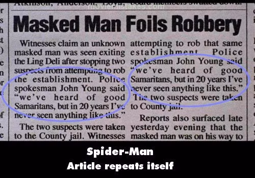 Bài báo sử dụng trong phim có những câu lặp lại như thế này