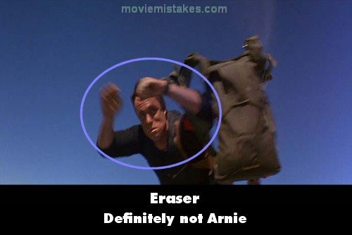 Phim Eraser, diễn viên đóng thế Arnie ở cảnh nhảy từ máy bay xuống Phim Eraser, diễn viên đóng thế Arnie ở cảnh nhảy từ máy bay xuống