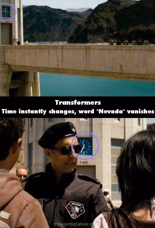 Kim chỉ thời gian trên đồng hồ trong cảnh nền thay đổi rất nhiều mặc dù thời gian trong phim không thay đổi đáng kể. Ngoài ra, từ “Nevada” ở bên dưới đồng hồ lúc thì biến mất và bị thay bằng từ “Time” , lúc khách lại xuất hiện trở lại.