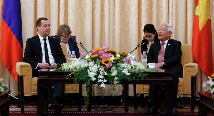 Thủ tướng Nga Dmitry Medvedev hội kiến với Chủ tịch UBND thành phố Hồ Chí Minh Lê Hoàng Quân. Ảnh Sputnik. Thủ tướng Nga Dmitry Medvedev hội kiến với Chủ tịch UBND thành phố Hồ Chí Minh Lê Hoàng Quân. Ảnh Sputnik.