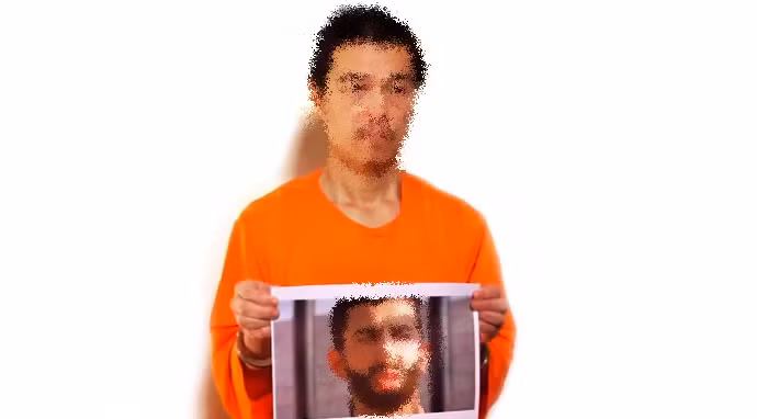 Goto cầm ảnh của viên phi công người Jordan trong đoạn video mới.