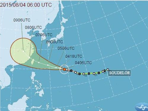 Hướng di chuyển của siêu bão Soudelor. Hướng di chuyển của siêu bão Soudelor.