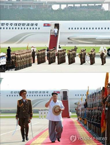 Lãnh đạo Triều Tiên Kim Jong-un bước xuống từ máy bay tham gia chỉ đạo tập trận tại Wonsan. Lãnh đạo Triều Tiên Kim Jong-un bước xuống từ máy bay tham gia chỉ đạo tập trận tại Wonsan.