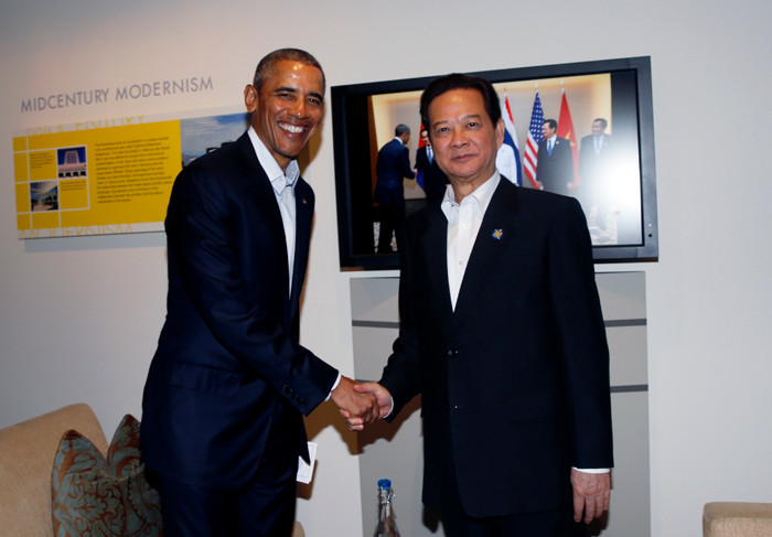 Thủ tướng Nguyễn Tấn Dũng hội kiến Tổng thống Hoa Kỳ Barck Obama. Ảnh: VGP/Nhật Bắc. Thủ tướng Nguyễn Tấn Dũng hội kiến Tổng thống Hoa Kỳ Barck Obama. Ảnh: VGP/Nhật Bắc.