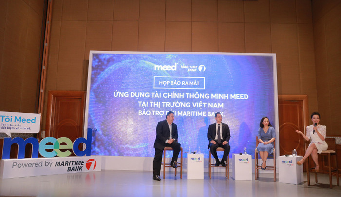 Lãnh đạo Meed và Maritime Bank chia sẻ về ứng dụng. ảnh: Maritime Bank. Lãnh đạo Meed và Maritime Bank chia sẻ về ứng dụng. ảnh: Maritime Bank.