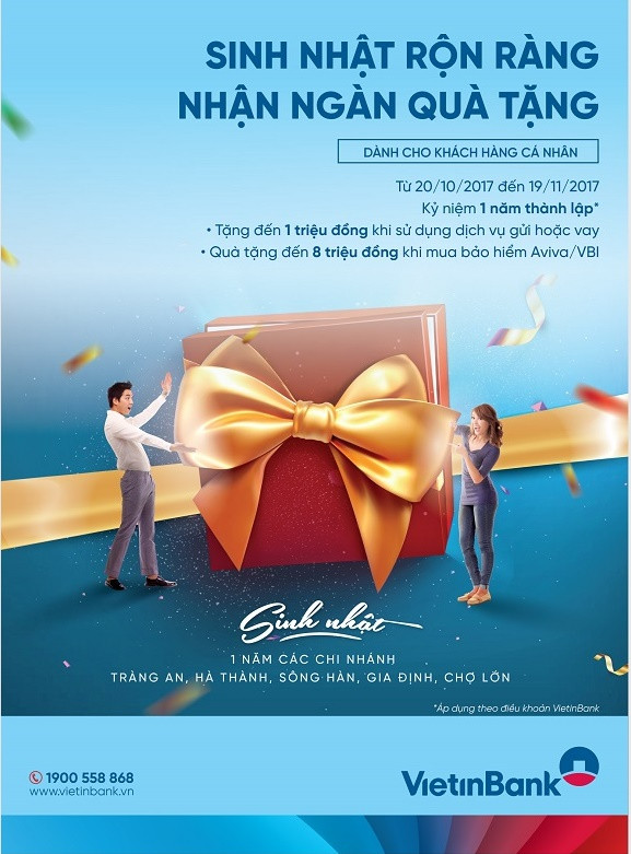 Sinh nhật rộn ràng nhận ngàn quà tặng từ Vietinbank.