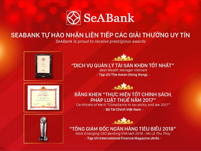 SeABank tự hào nhận liên tiếp các giải thưởng uy tín. SeABank tự hào nhận liên tiếp các giải thưởng uy tín.