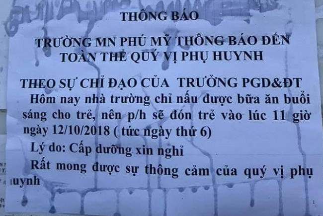 Thông báo của nhà trường (Ảnh: tác giả cung cấp). Thông báo của nhà trường (Ảnh: tác giả cung cấp).