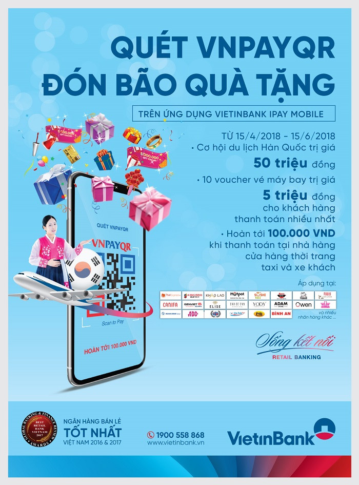 Quét VNPAYQR, đón bão quà tặng trên ứng dụng VietinBank iPay. Quét VNPAYQR, đón bão quà tặng trên ứng dụng VietinBank iPay.