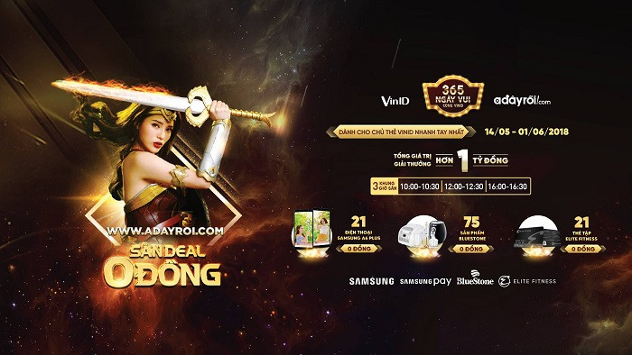 Tổng giá trị các deal 0 đồng trên Adayroi trong chương trình “365 Ngày vui" tháng 5 lên tới hơn 1 tỷ đồng. Tổng giá trị các deal 0 đồng trên Adayroi trong chương trình “365 Ngày vui" tháng 5 lên tới hơn 1 tỷ đồng.