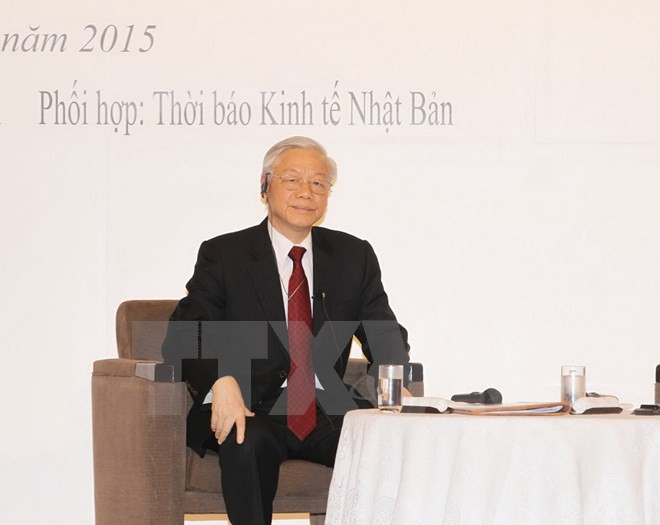 Tổng Bí thư Nguyễn Phú Trọng nói chuyện, trao đổi với đại diện các tầng lớp xã hội Nhật Bản. (Ảnh: Trí Dũng/TTXVN). Tổng Bí thư Nguyễn Phú Trọng nói chuyện, trao đổi với đại diện các tầng lớp xã hội Nhật Bản. (Ảnh: Trí Dũng/TTXVN).