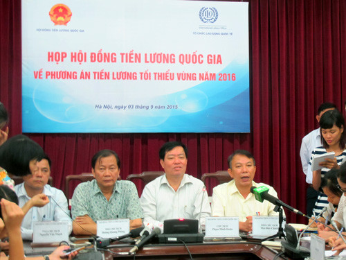 Hội đồng tiền lương Quốc gia thông báo về kết quả tăng lương tối thiểu vùng. ảnh: Người lao động. Hội đồng tiền lương Quốc gia thông báo về kết quả tăng lương tối thiểu vùng. ảnh: Người lao động.