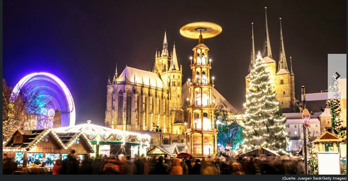 Toàn cảnh chợ Noel ở thủ phủ Erfurt, tiểu bang Thueringer. Toàn cảnh chợ Noel ở thủ phủ Erfurt, tiểu bang Thueringer.
