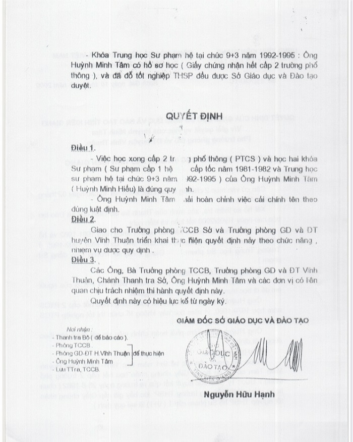 Quyết định số 135/KL-TC (Ảnh: tác giả cung cấp). Quyết định số 135/KL-TC (Ảnh: tác giả cung cấp).