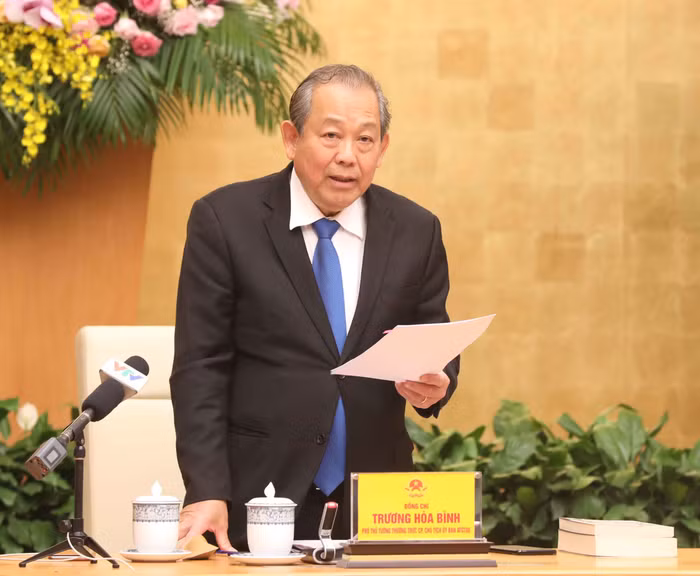 Phó Thủ tướng Thường trực Chính phủ Trương Hòa Bình phát biểu kết luận hội nghị. Ảnh: VGP/Lê Sơn