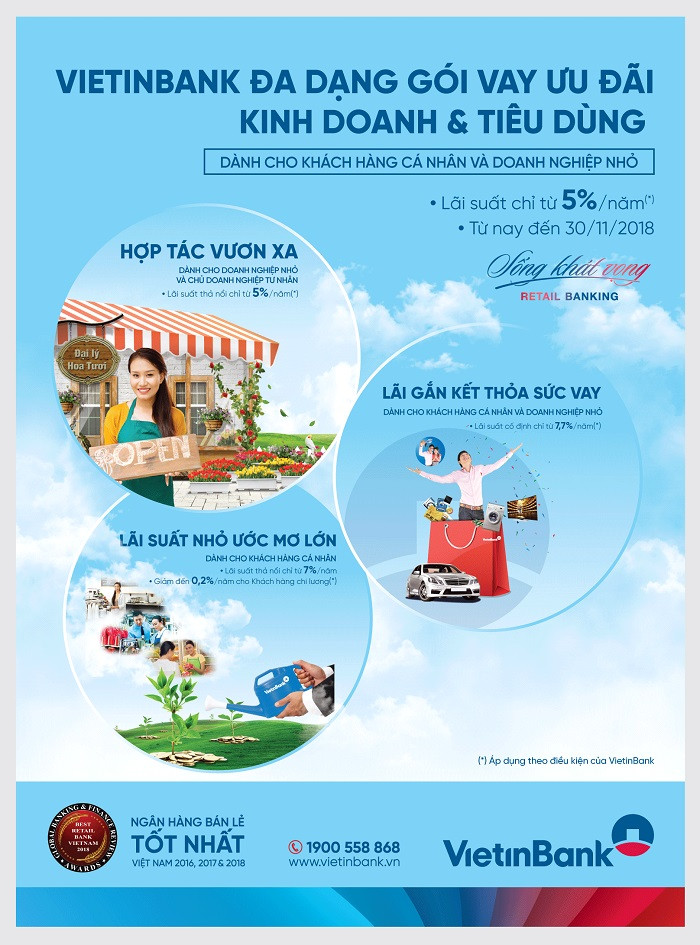 VietinBank ưu đãi lãi suất cho vay với khách hàng cá nhân và doanh nghiệp nhỏ. VietinBank ưu đãi lãi suất cho vay với khách hàng cá nhân và doanh nghiệp nhỏ.