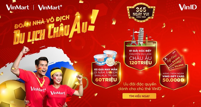 Chuyến du lịch Châu Âu 9 ngày trị giá 120 triệu đồng đang chờ chủ thẻ VinID tại VinMart và VinMart+. Chuyến du lịch Châu Âu 9 ngày trị giá 120 triệu đồng đang chờ chủ thẻ VinID tại VinMart và VinMart+.