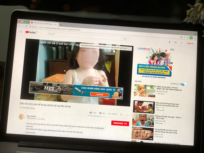 Nhiều quảng cáo trên youtube chứa nội dung ấu dâm, nguy hại với trẻ nhỏ. Nhiều quảng cáo trên youtube chứa nội dung ấu dâm, nguy hại với trẻ nhỏ.