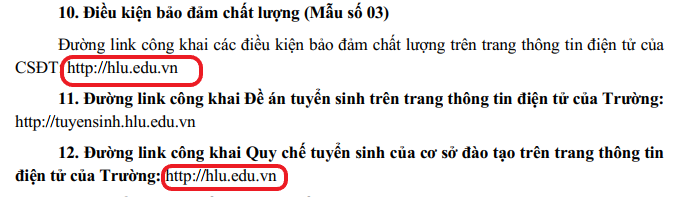 Đề án tuyển sinh năm 2024 của Trường Đại học Luật Hà Nội có đường link truy cập. Ảnh chụp màn hình ĐƯờng linkk .png