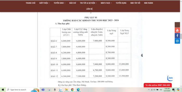 Ảnh chụp màn hình trên website Trường Trung học cơ sở - Trung học phổ thông Nguyễn Bỉnh Khiêm - Cầu Giấy THCS_THPT Nguyễn Bỉnh Khiêm.PNG