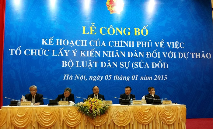 Phó Thủ tướng Nguyễn Xuân Phúc yêu cầu lấy ý kiến nhân dân về dự thảo Bộ Luật Dân sự phải công khai, minh bạch. ảnh: Ngọc Quang.