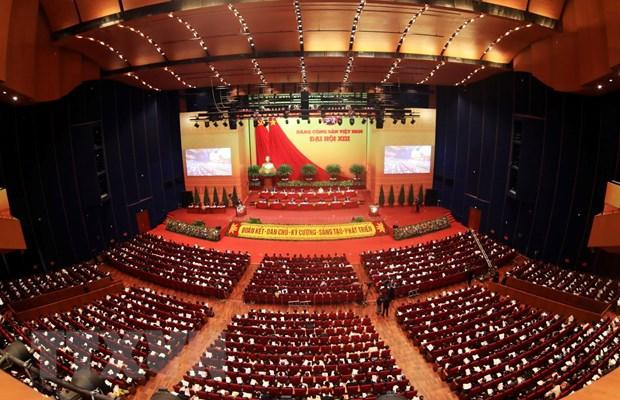 Toàn cảnh phiên họp thảo luận về các văn kiện đại hội tại hội trường Trung tâm Hội nghị Quốc gia, chiều 27/1/2021. (Ảnh: TTXVN) Toàn cảnh phiên họp thảo luận về các văn kiện đại hội tại hội trường Trung tâm Hội nghị Quốc gia, chiều 27/1/2021. (Ảnh: TTXVN)