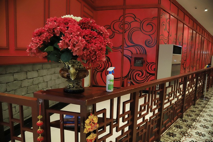 Dung dịch sát khuẩn tay khô được đặt ở nhiều vị trí ở Sun World Halong Complex.