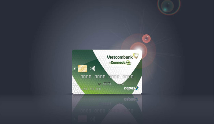 Mẫu thẻ Vietcombank Connect24 chuẩn chip EMV và ứng dụng công nghệ thanh toán Không tiếp xúc (Contactless). Mẫu thẻ Vietcombank Connect24 chuẩn chip EMV và ứng dụng công nghệ thanh toán Không tiếp xúc (Contactless).