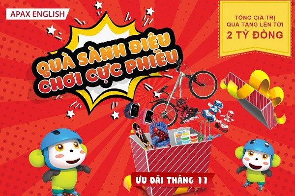 Những món quà cực hấp dẫn từ Apax English trong tháng 11 này. Những món quà cực hấp dẫn từ Apax English trong tháng 11 này.