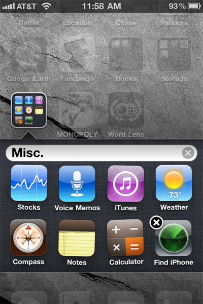 Khi muốn sắp xếp các ứng dụng cũng như đổi tên thư mục của iOS, bạn hãy giữ ngón tay trên một ứng dụng bất kỳ có trong thư mục đó cho đến khi thấy chúng lắc lư. Lúc này thì bạn đã có thể sắp xếp thứ tự của các ứng dụng bằng cách kéo thả hay đổi tên lại thư mục. Khi muốn sắp xếp các ứng dụng cũng như đổi tên thư mục của iOS, bạn hãy giữ ngón tay trên một ứng dụng bất kỳ có trong thư mục đó cho đến khi thấy chúng lắc lư. Lúc này thì bạn đã có thể sắp xếp thứ tự của các ứng dụng bằng cách kéo thả hay đổi tên lại thư mục.