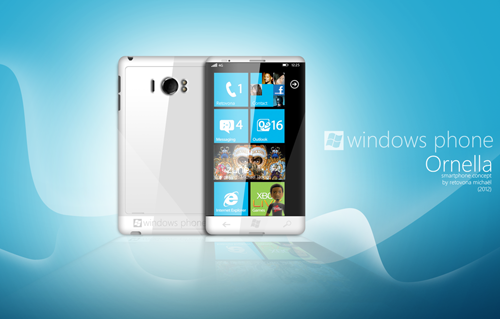 4. Ornella: Thêm một chiếc smartphone chạy hệ điều hành Windows Phone nằm trong danh sách. Mobile được thành thành viên Retovona Michael trên diễn đàn DevianArt sáng tạo. Nhìn chung, Ornella giống như sự kết hợp giữa iPhone và Zune, thậm chí bạn còn phát hiện nhiều nét đặc trưng của máy tính bảng iPad trên điện thoại. Không chỉ khoe thiết kế đẹp, Ornella còn sử dụng phiên bản Windows Phone Apollo với chíp lõi kép 1,5GHz.