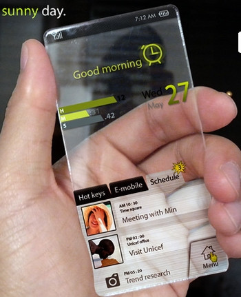 4. Điện thoại thay đổi theo thời tiết: Được biết đến như một điện thoại “Windows Phone”, đây là ý tưởng điện thoại thông minh có thể giúp người dùng cập nhật chính xác các thông tin thời tiết nhờ sự chuyển biến bên ngoài “cơ thể” điện thoại. Chẳng hạn, khi được dự báo mưa lớn, bề mặt điện thoại nhỏ giọt như người dùng có thể nhìn thấy mưa đọng trên kính. Vào ngày nhiều sương mù, vỏ điện thoại cũng mô tả sương mù. 4. Điện thoại thay đổi theo thời tiết: Được biết đến như một điện thoại “Windows Phone”, đây là ý tưởng điện thoại thông minh có thể giúp người dùng cập nhật chính xác các thông tin thời tiết nhờ sự chuyển biến bên ngoài “cơ thể” điện thoại. Chẳng hạn, khi được dự báo mưa lớn, bề mặt điện thoại nhỏ giọt như người dùng có thể nhìn thấy mưa đọng trên kính. Vào ngày nhiều sương mù, vỏ điện thoại cũng mô tả sương mù.