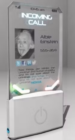 2. Điện thoại trong suốt của Nokia: Không nên bỏ lỡ một ý tưởng điện thoại trong suốt từ nhà sản xuất điện thoại di động lớn nhất thế giới – Nokia. Mẫu máy này nhắm tới các đối tượng người dùng trẻ tuổi với các tính năng cao cấp có thể tìm thấy trên smartphone thông thường hiện nay. Sản phẩm trang bị camera 5MP, màn hình cảm ứng, hỗ trợ LED,…Rất có thể, người dùng sẽ nhìn thấy các phiên bản của sản phẩm này trong tương lai không xa.