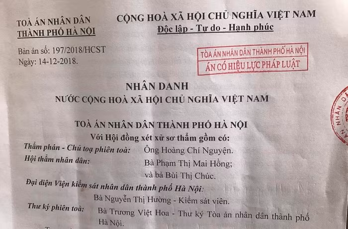 Bản án đã chính thức có hiệu lực pháp luật. ảnh: NQ.