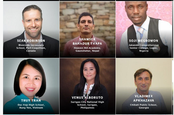 Cô giáo Trần Thị Thúy (nữ bên trái), Trường Trung học phổ thông Đức Hợp, Hưng Yên lọt top 50 giáo viên toàn cầu được vinh danh từ Tổ chức Varkey Foundation (Ảnh chụp màn hình: www.globalteacherprize.org).