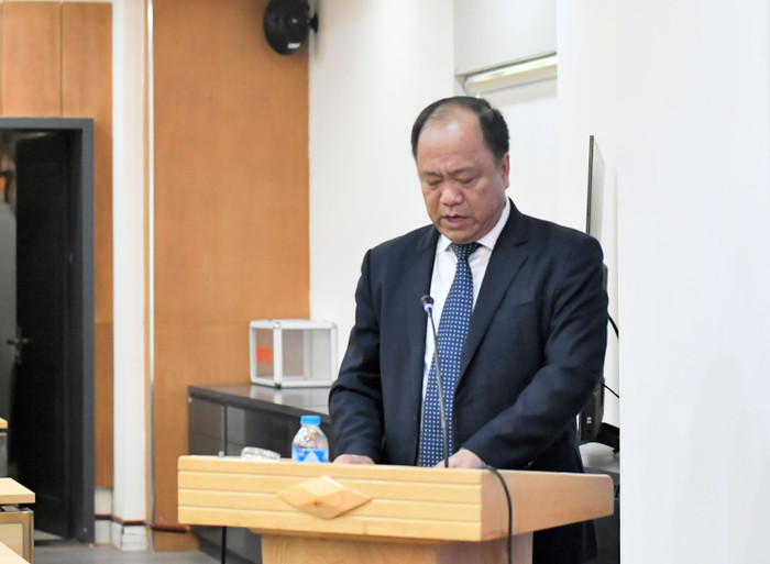 Tiến sĩ Nguyễn Văn Thiện – Phó Hiệu trưởng Trường Đại học Công nghiệp Hà Nội phát biểu tại buổi lễ. (Ảnh: Huệ Mai). Tiến sĩ Nguyễn Văn Thiện – Phó Hiệu trưởng Trường Đại học Công nghiệp Hà Nội phát biểu tại buổi lễ. (Ảnh: Huệ Mai).