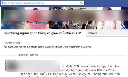 Nhiều học sinh sử dụng facebook như một công cụ để bày tỏ bức xúc, nói xấu thầy cô. (Ảnh chụp lại từ màn hình). Nhiều học sinh sử dụng facebook như một công cụ để bày tỏ bức xúc, nói xấu thầy cô. (Ảnh chụp lại từ màn hình).