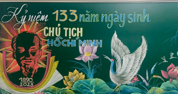 Tranh vẽ nhân Kỷ niệm 133 năm Ngày sinh Chủ tịch Hồ Chí Minh. (Ảnh: Nhân vật cung cấp).