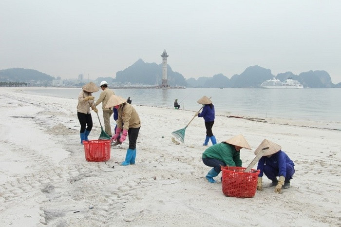 Công nhân SunGroup dọn sạch bãi tắm cộng đồng Ha Long. Công nhân SunGroup dọn sạch bãi tắm cộng đồng Ha Long.