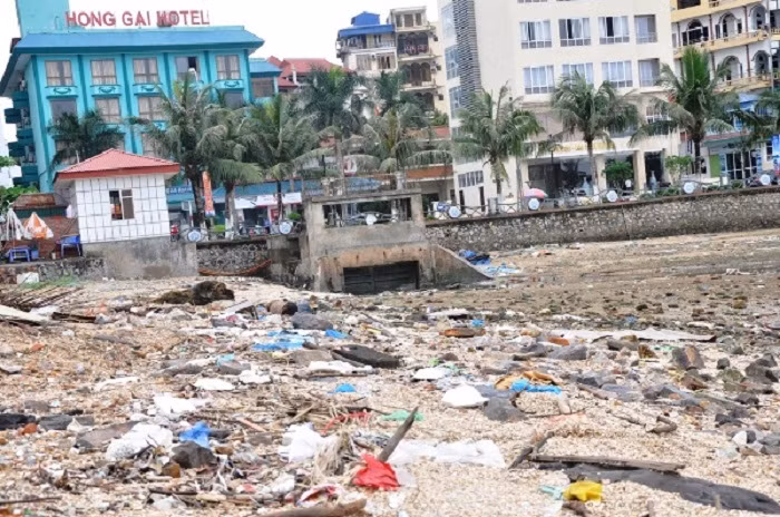 Ngày trước, bãi tắm Bãi Cháy bị ô nhiễm không ai dám xuống tắm.