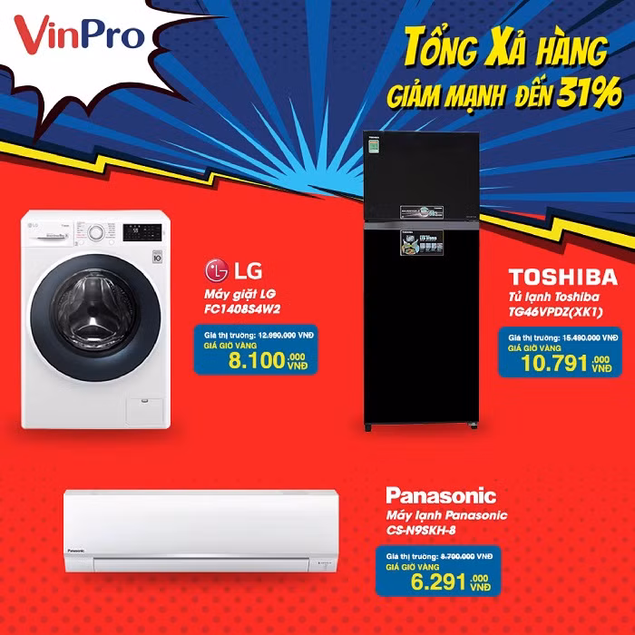 Chương trình áp dụng giảm giá đối với các mặt hàng khác như máy giặt, tủ lạnh, điều hòa.