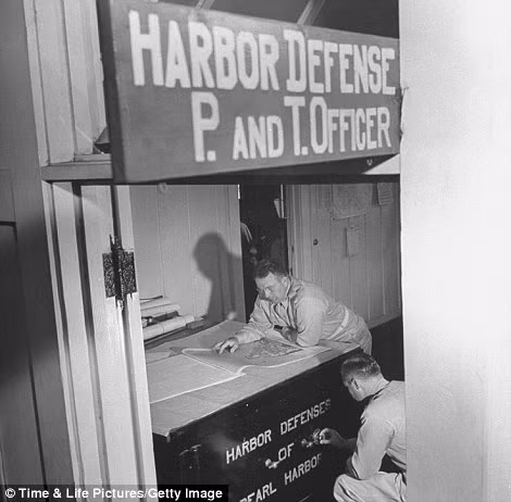 Một người đàn ông đang làm việc tại nhà cảng ở Trân Châu Cảng