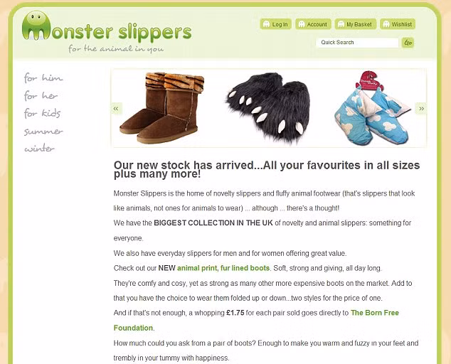 Tom Boddingham đã đặt hàng trên trang web của công ty sản xuất Dép quái vật