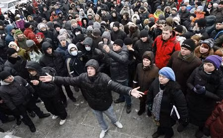 Đám đông biểu tình tại Krasnoyarsk