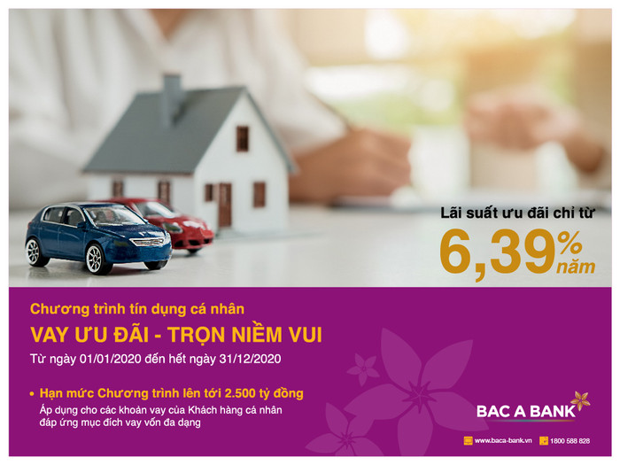 Chương trình tín dụng cá nhân "Vay ưu đãi - trọn niềm vui" của Ngân hàng BAC A BANK. Chương trình tín dụng cá nhân "Vay ưu đãi - trọn niềm vui" của Ngân hàng BAC A BANK.