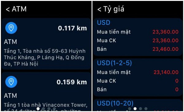 Tính năng tra cứu ATM gần nhất và xem tỷ giá ngoại tệ cực kỳ tiện lợi, thiết thực. Tính năng tra cứu ATM gần nhất và xem tỷ giá ngoại tệ cực kỳ tiện lợi, thiết thực.