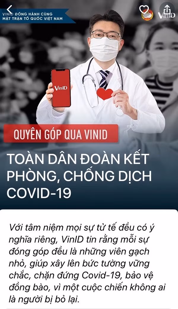 Cùng VinID quyên góp phòng, chống dịch Covid-19 ngay từ hôm nay.